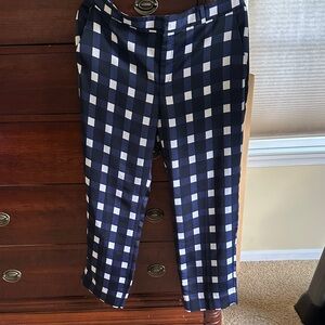 Banana Republic Navy and White Checkered Flare Pants